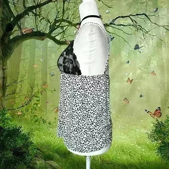 Y2k 90s Victoria’s Secret Black/White Leopard Print Tank Size L - Picture 4 of 9